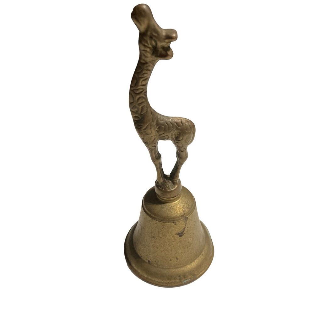 Vintage Solid Brass Giraffe Hand Held Bell 7" Paradies Collection - Picture 2 of 7